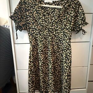 Floral Black and Yellow Dress